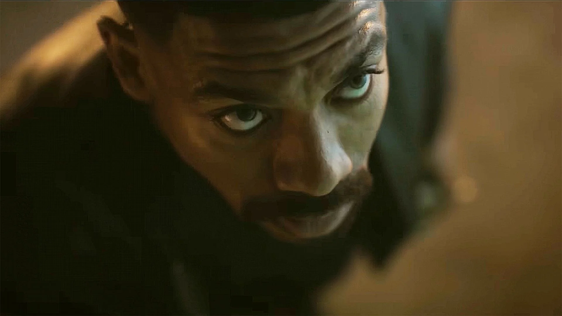 A close up of Aaron Pierre's John Stewart looking up in Lanterns episode 8